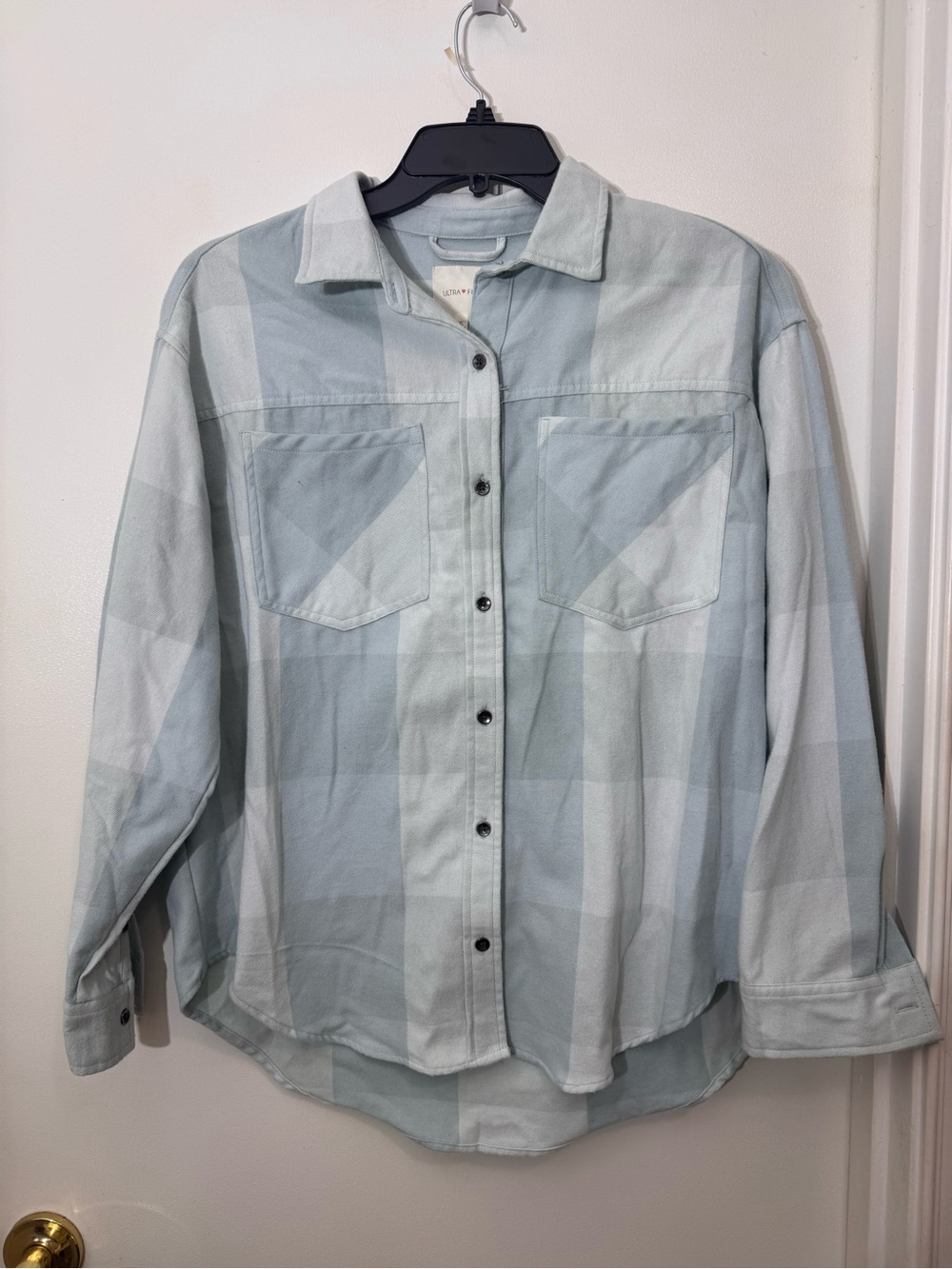 Ultra Flirt Light Blue Plaid Button-Up Shirt